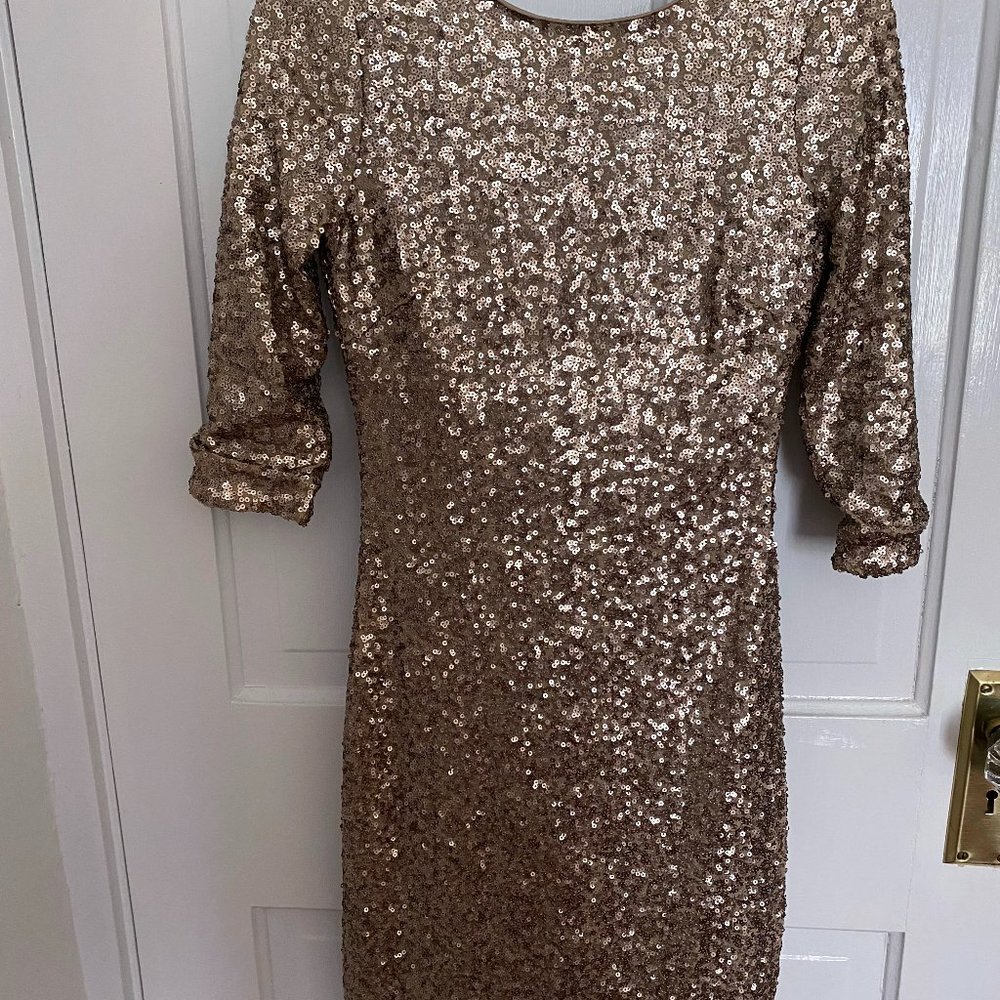 Belle by Badgley Mischka Cocktail Dress, Gold, Size 2